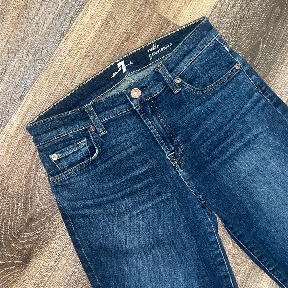7 For All Mankind Ankle Gwenevere High-Rise Frayed Skinny Jeans - Picture 5 of 9